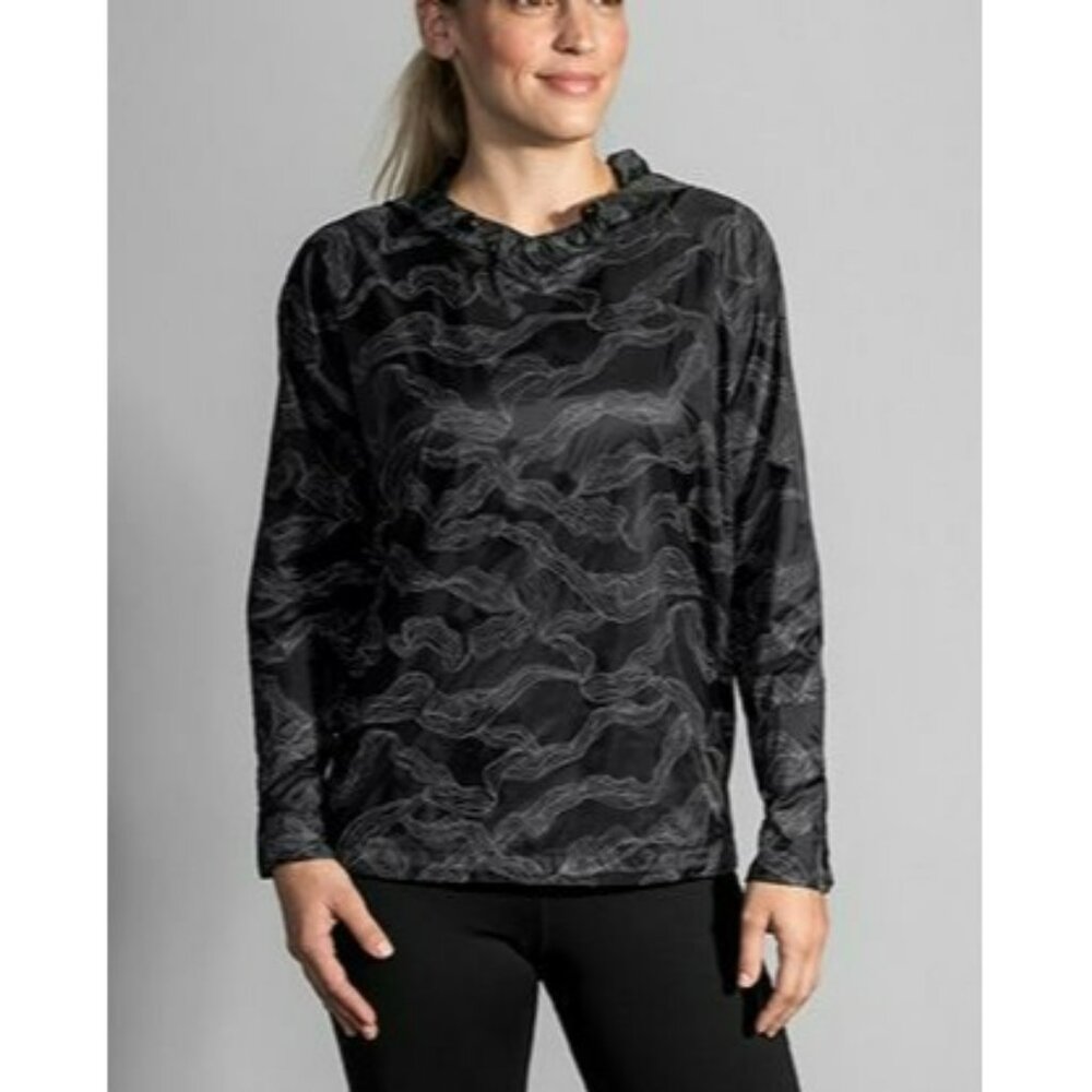 Brooks Running LSD Pullover Women's Black Wave Reflective Jacket M